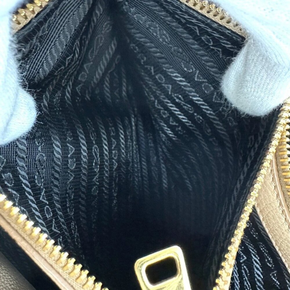 PRADA 1BA058 logo 2WAY Hand Bag Leather Beige - Picture 10 of 16